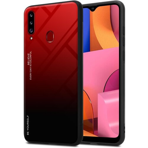 Cadorabo Ohi&amp;scaron;je, združljiv s Samsungom v rdeči barvi - črni - dvobarvni za&amp;scaron;čitni pokrov iz silikona TPU in hrbta iz kaljenega stekla, (20569005) Slike