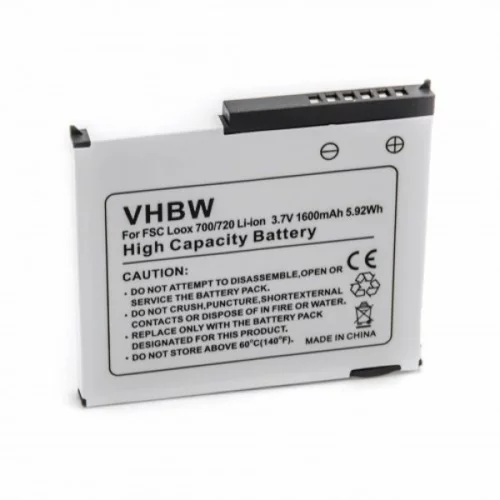 VHBW Baterija za Fujitsu Siemens Pocket Loox 700 / 710 / 720, 1600 mAh