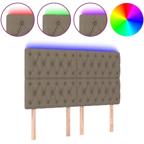  LED uzglavlje smeđesivo 144x7x118/128 cm od tkanine Slike