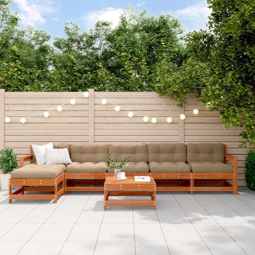  Set lounge namještaja za vrt 6 pcs Vosak Smeđa Masivna borovina - Voštano smeđa Cene