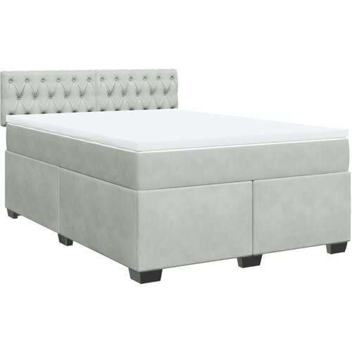 vidaXL box spring postelja z vzmetnico svetlo siva 140x200 cm žamet, (21307427) Cene