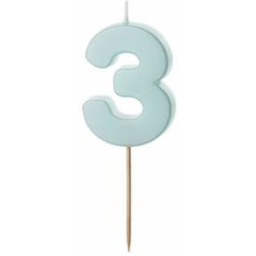 PARTY DECO svečka za rojstni dan numeral 3, svetlo modra, velikost 5,5 cm Cene
