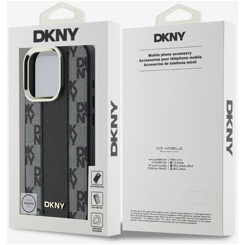 Dkny PU Leather Checkered Pattern Magsafe iPhone 16 Pro Black Ovitek za telefon Vijolična Slike