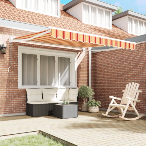 vidaXL Ročna retraktibilna tenda Rumena in Oranžna 300x250 cm Cene