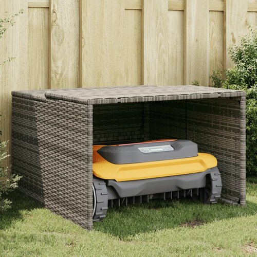 vidaXL Garaža za robotsko kosilnico siva 86x90x52/57 cm poli ratan Cene