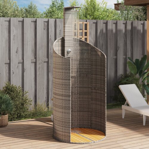 vidaXL Vanjski tuš sivi 100x100x241 5 cm poliratana i bagremovog drva Cijene