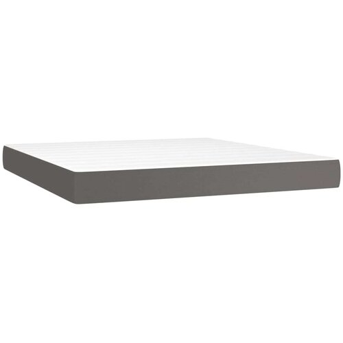  Krevet box spring s madracem LED sivi 160x200cm od umjetne kože Slike