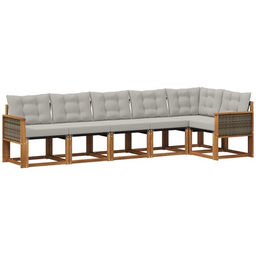 vidaXL Zunanja garnitura za sedenje 6 pcs Naravna in svetlo siva, (5000280870) Cene