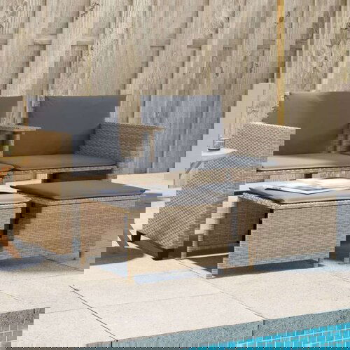  Vrtni dvosjed sa stolićem i tabureima bež od poliratana Cijene