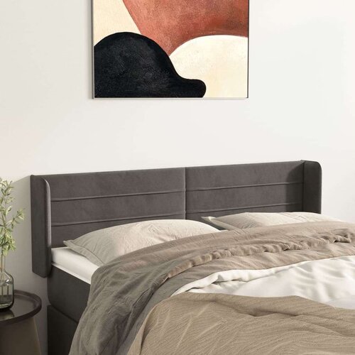  Vzglavje z u&amp;scaron;esi temno sivo 147x16x78/88 cm žamet, (20792685) Slike