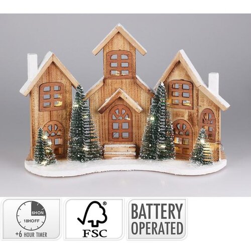 Dekoracija KUĆA S LED SVJETLOM 38X27CM Slike