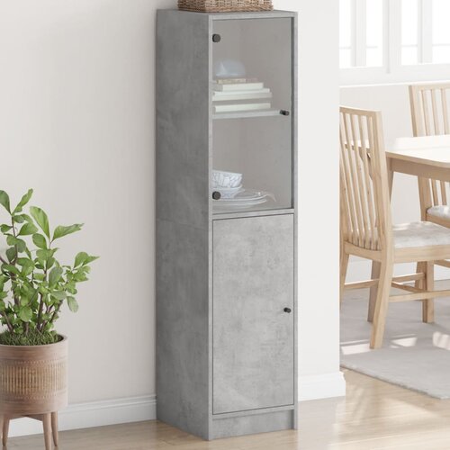 vidaXL Visoka komoda sa staklenim vratima boja betona 35 x 37 x 142 cm Cene