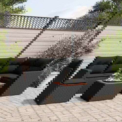 vidaXL 6-dijelni set vrtnih sofa s jastucima crni od poliratana Cijene