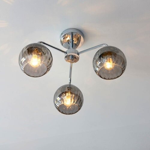 Endon 97971 - plafonski luster dimple 3xE14/25W/230V sjajni hrom/zadimljeno siva Slike