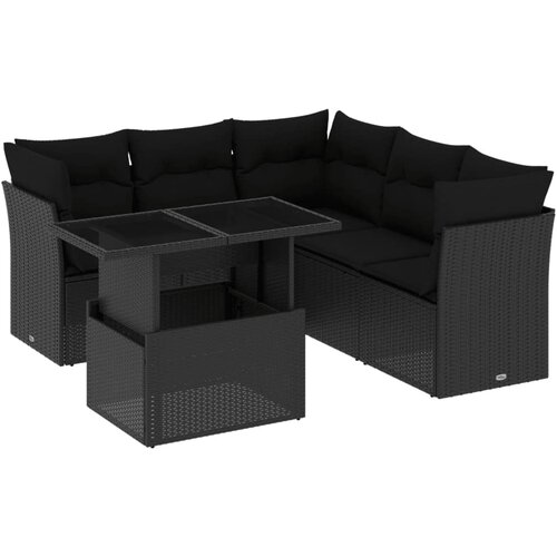 VidaXL 6-dijelni set vrtnih sofa s jastucima crni od poliratana Slike