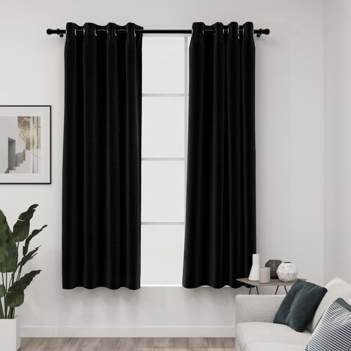 VidaXL Zatemnitvene zavese videz platna 2 kosa antracitne 140x175 cm Slike
