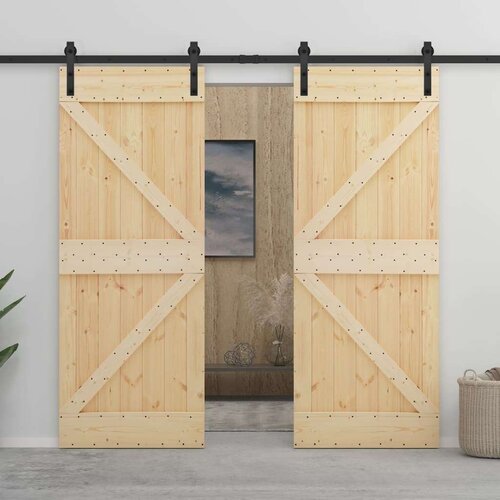 Drsna vrata s kompletom vodil 80x210 cm trdna borovina Cene