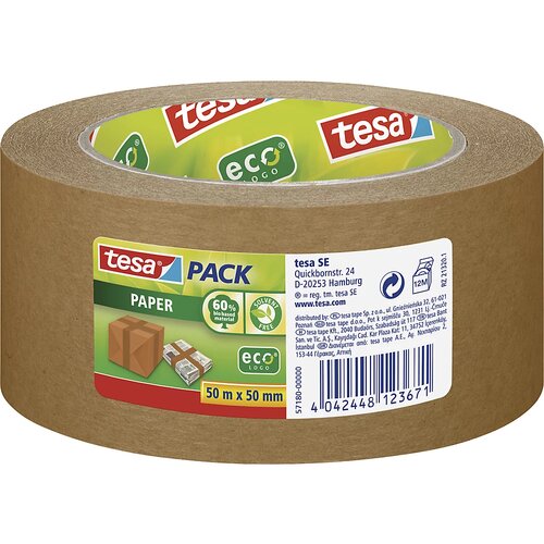 Tesa Trak za zapiranje &amp;scaron;katel Tesa Pack Eco Papier (rjav, 50 m x 50 mm) Slike