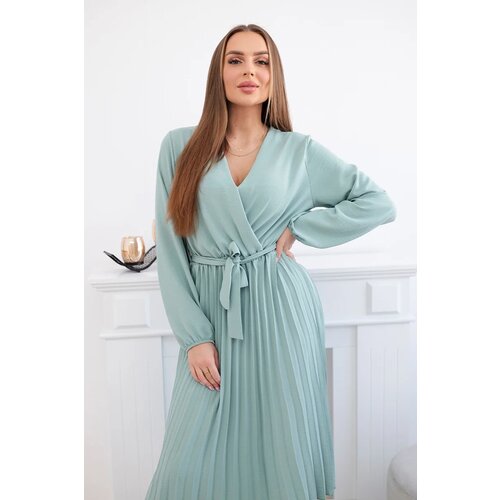 Kesi Włoski Dress tied with a pleated hem dark mint Cijene
