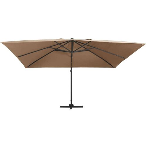 vidaXL Stranski senčnik LED in aluminijast drog 400x300 cm taupe Cene
