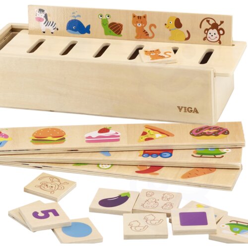 Viga drvena edukativna sorter igra životinje voće povrće Montessori Slike