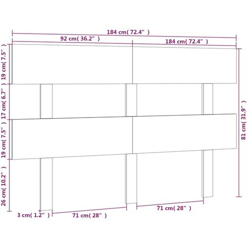  Uzglavlje za krevet boja meda 184 x 3 x 81 cm masivna borovina Slike