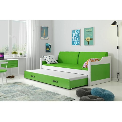 Dawid drveni dečiji krevet sa dodatnim krevetom - 200x90 cm - zeleni Slike
