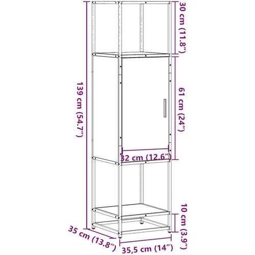 VidaXL Visoka ploča dimljeni hrast 35,5x35x139cm izrađeno drvo i metal Slike
