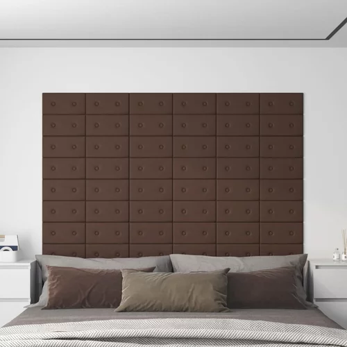  Zidne ploče od umjetne kože 12 kom smeđe 30 x 15 cm 0,54 m²