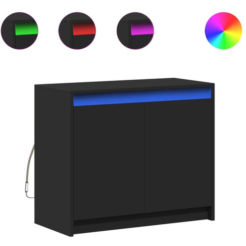 Maison Chic Komoda - Predalnik z LED črna 72x34x61 cm inženirski les, (21722291) Slike