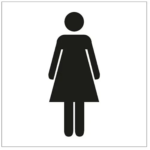 x znak pickup (motiv: ženski wc, bele barve, 14 14 cm)