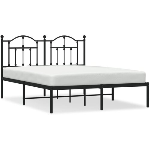 Maison Chic Kovinski Posteljni okvir - Dvoposteljna postelja - Zakonska postelja z vzglavjem črn 140x200 cm, (21692361) Slike