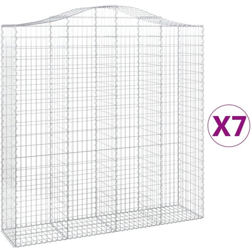 VidaXL Obokane gabion ko&amp;scaron;are 7 kosa 200x50x200/220 cm pocinkano železo, (21000583) Slike