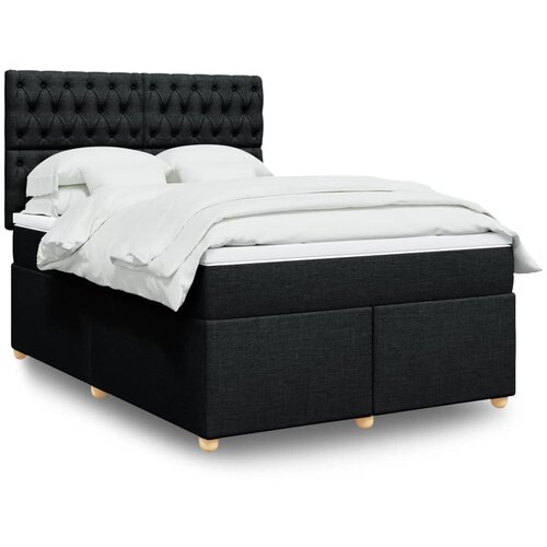 vidaXL Box spring postelja z vzmetnico črna 140x200 cm blago Cene
