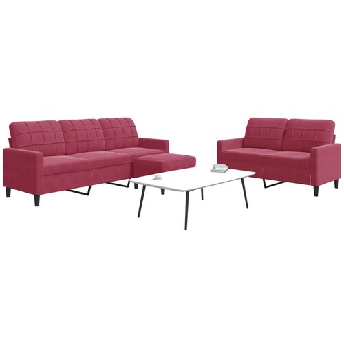 VidaXL 3-dijelni set sofa s jastucima crvena boja vina bar&amp;scaron;unasti Slike