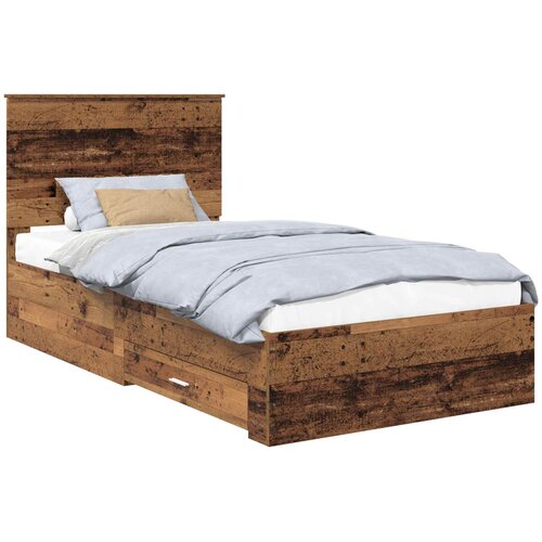  Krevetna konstrukcija Staro drvo 100 x 200 cm Konstruirano drvo Smeđa 210 x 102 x 100 cm Slike