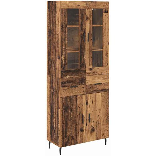 vidaXL Highboard s ladicama 2 pcs Staro drvo Inženjerska drva i staklo Cene
