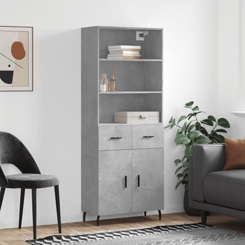 vidaXL Visoka komoda betonsko siva 69,5x34x180 cm inženirski les Cene
