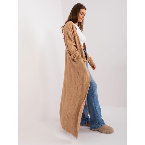 Fashion Hunters Camel long sweater with cables Slike
