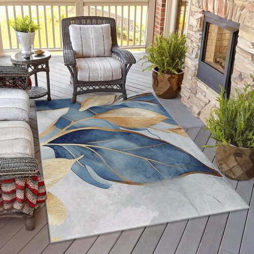 Mila Home moder/zlat pralen tekač 80x200 cm golden leaves &amp;ndash; Slike