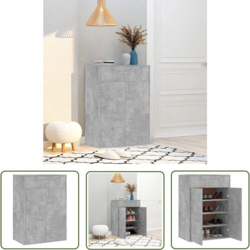 The Living Store Omara za čevlje betonsko siva 60x35x84 cm iverna plošča - Omara Za Čevlje, (21744546) Cene