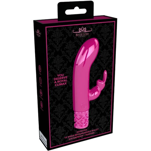 Royal Gems Dazzling - Vodoodporni vibrator za zajčico G-točke z ročico za žgečkanje (roza) Cene