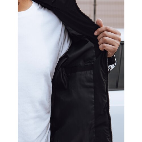 DStreet Men's winter quilted jacket with hood black Cene