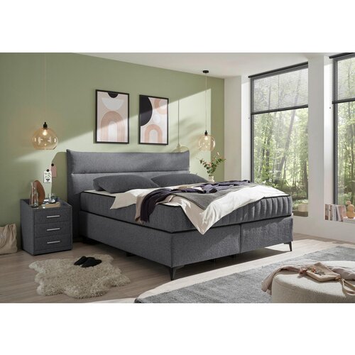 MID.YOU POSTELJA BOXSPRING 180 cm x 200 cm , tekstil, leseni material antracit Cene