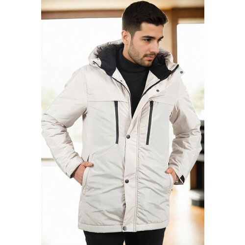 Dewberry 95968 Hooded Coat Parka with Fleece Inside-STONE Cene