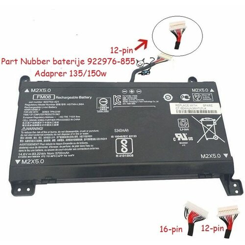 Xrt Europower baterija za laptop hp FM08 hp omen 17-AN series 12pin Slike