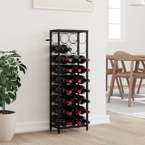 vidaXL Stalak za vino za 27 boca crni 34 x 18 x 100 cm kovano željezo Cijene