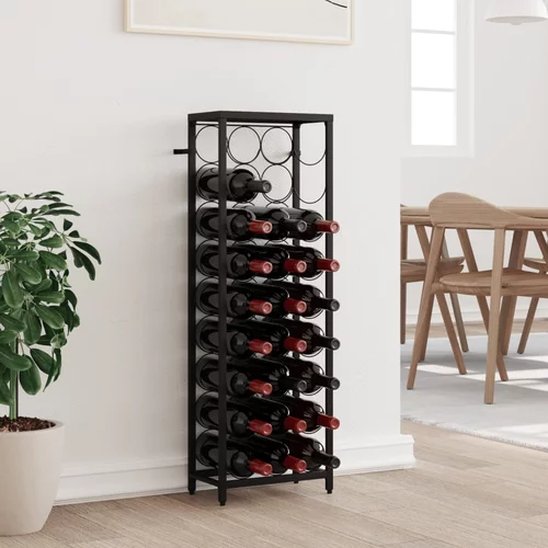 vidaXL Stalak za vino za 27 boca crni 34 x 18 x 100 cm kovano željezo