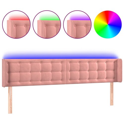 vidaXL LED posteljno vzglavje roza 183x16x78/88 cm žamet, (20951864) Cene