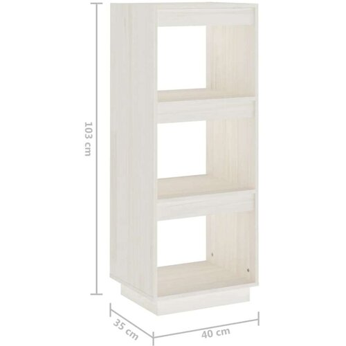 VidaXL knjižna omara za razdelitev prostora bela 40x35x103 cm borovina Slike